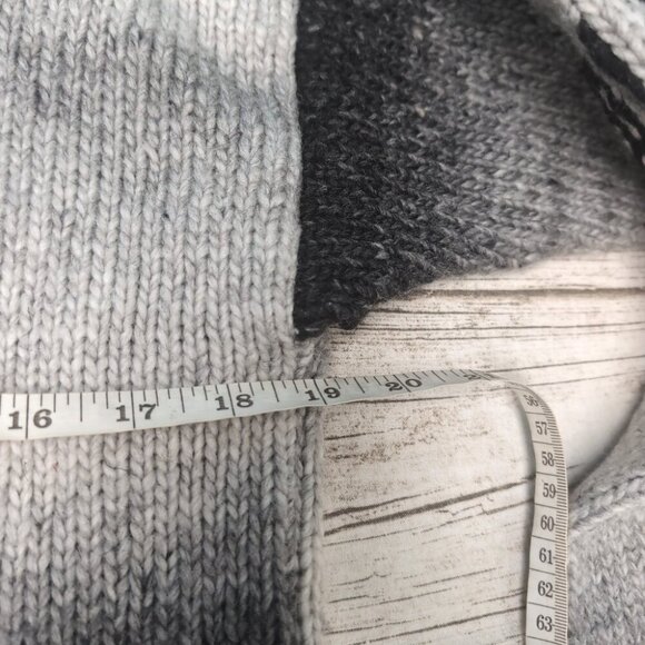 Black Grey and Cream Dense Hand Knit Chunky Knit Wool Jumper Traditional Hooded - Picture 2 of 4